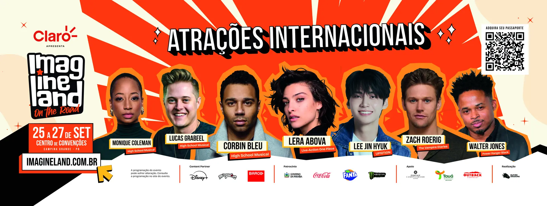 Atrações internacionais do Imagineland 2026: Monique Coleman, Lucas Grabeel, Corbin Bleu, Lera Abova, Lee Jin Hyuk, Zach Roerig e Walter Jones